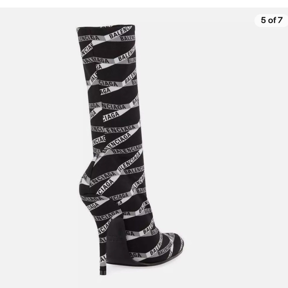 BALENCIAGA Black Monogram Pointy Toe Sock Bootie, 9.5, NWT - Picture 12 of 16